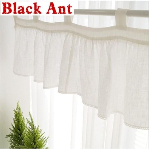 Tab Top Half Curtain For Living Room Korean Style Short Voile Sheer Curtain Coffee Cabinet Door Kitchen Drape Panel DL-JD892