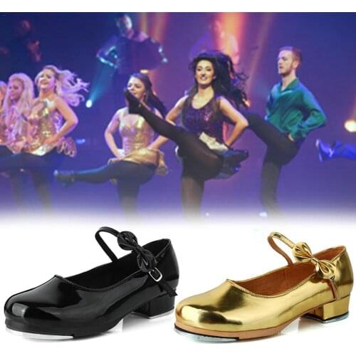 New Bright Leather Material Bow Women Girls Tap Dance Shoes Shiny Patent PU Leather Laced Tap Shoes Teacher Stage Dance Shoes