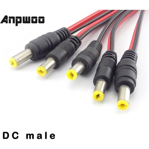 12V DC Extension Connectors Male Female jack Cable Adapter Plug Power Supply 5.5x2.1mm LED Strip Light CCTV Camera 26cm Length