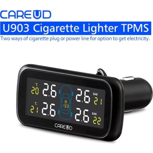 Universal Multifunction Car TPMS Tire Pressure Monitoring System LCD Display Car Cigarette Lighter Auto Security Alarm Systems