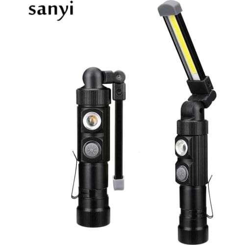 USB Rechargeable COB Flashlight Torch Portable 5-Mode Work Light Magnetic LED Lanterna Outdoor Camping Hanging Hook Lamp
