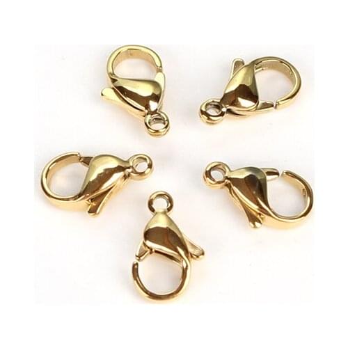 10pcs/lot 10/12mm Gold Plated Stainless Steel Lobster Clasps For Key Ring Necklace Chain Clasps Lobster Clasp Hook DIY jewelry
