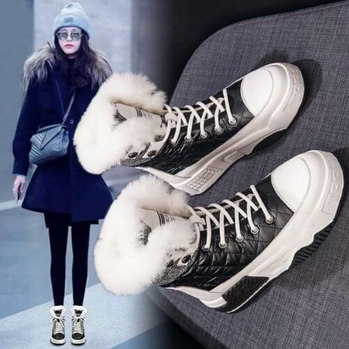 Snow boots womens leather 2020 winter new short Martin boots thick-soled waterproof and non-slip student leisure shoes