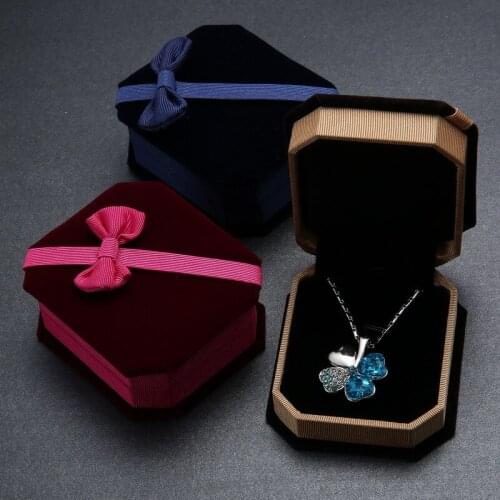 1 Piece Jewelry Packaging Case Ring Earrings Pendant Bracelet Necklace Boxes High Quality Bow-knot Velvet Gift Box