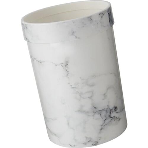 1Pc Marble Pattern Garbage Can Trash Bin Office Waste Storage Bucket