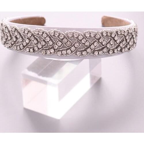 100% Handmade Charm Crystal Baroque Headband Bridal Crown and Tiara Hairbands For Women Wedding Hair Jewelry Gifts Headpieces