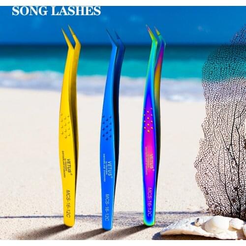 100% Vetus Original MCS New Style Premium Eyelashes Tweezers Ultra Fine Tip Improve for Eyelash Extensions