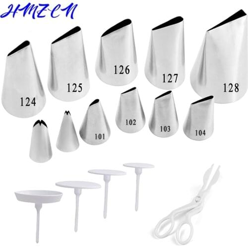 Large Icing Piping Nozzles Russian Nozzles Pastry Tips Rose Cake Decorating Tools Cream Fondant Pastry Nozzles Flower Scissors