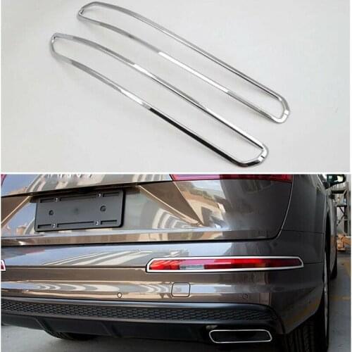 2PCS ABS Chrome Rear Fog Light Lamp Cover Decorate Trim For Audi Q7 2016-2020 Car Styling Accessories