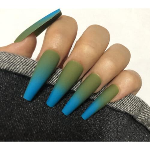 20pcs/pearl Bag Matte Gradient Colors False Nails with Extension Press on Nails Fake Nail Art Supplies for Professional Decor