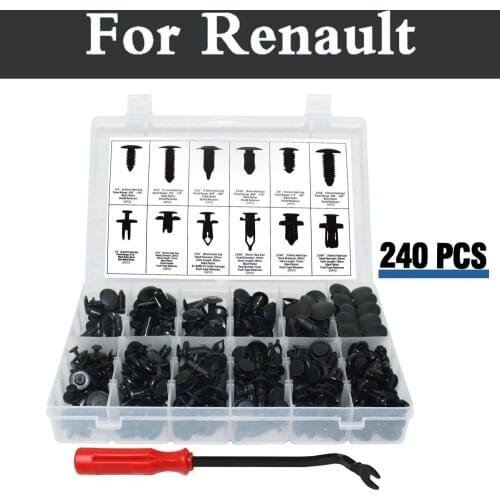 240pcs Bumper Clips Car Plastic Rivets Fasteners Push Retainer Kit Fits For Renault Laguna Latitude Logan Megane Safrane Sandero