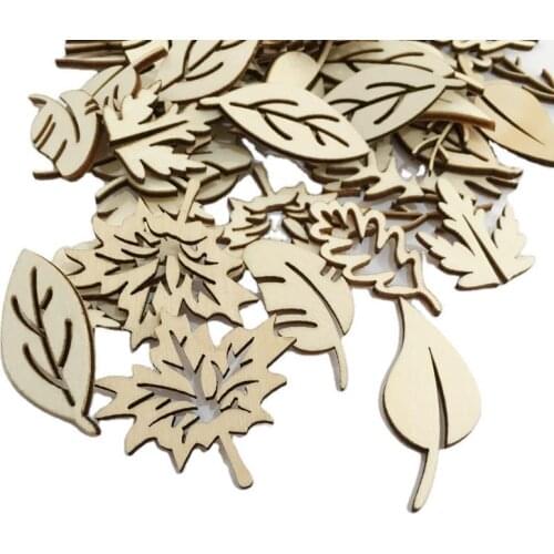 25PCS Wooden Leaf Shaped Embellishments Ornaments Wooden Pieces Wooden Cutouts for Scrapbooking Card Making Sign Making
