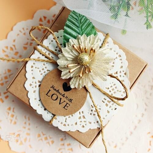 25 Pcs/Lot Wedding Candy Box European Luxury Brown Kraft Paper Gift Boxes Chocolate Packing Bag Birthday Party Christmas Supplie