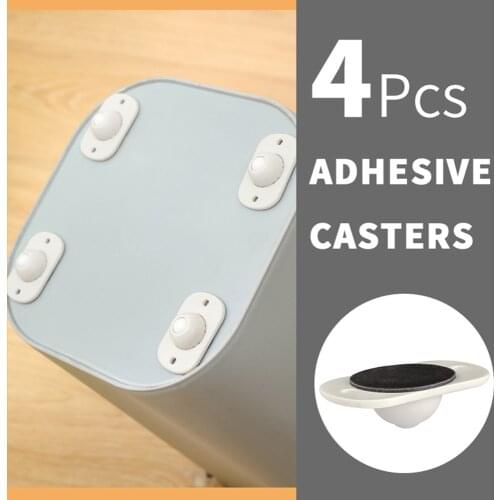 4Pcs Self Adhesive Casters Pulley Rollers Cabinet Drawer Storage Box Trash Can Small Furniture Hardware Wheel Box Skateboard