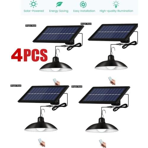 4pcs Retro Lampshade Solar Pendant Chandelier solar outdoor lighting garden Street Light With Controller Color Adjustable Wall D