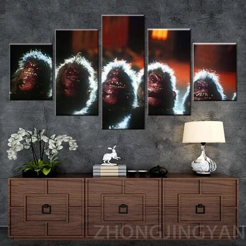 5 Pieces HD Printed Painting Horror Movie Critters Canvas Wall Art Pictures Frame Home Decor Living Room Poster