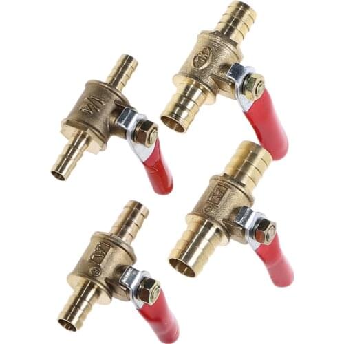6mm-12mm Hose Barb Inline Brass Water Oil Air Gas Fuel Line Shutoff Ball Valve Pipe Fittings