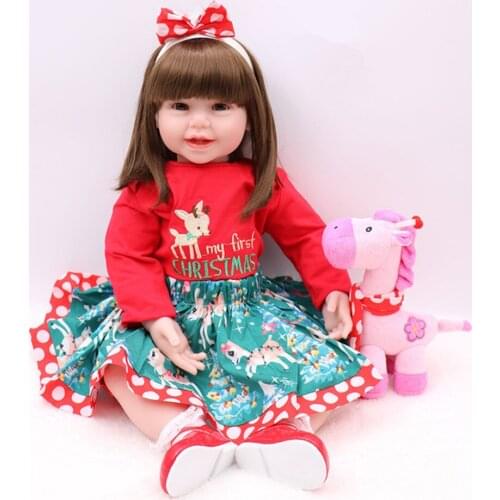60cm Silicone Reborn Baby Doll Toys 24inch Vinyl Princess Toddler Smile Girl Babies Doll Gift Play House Toy bebes reborn