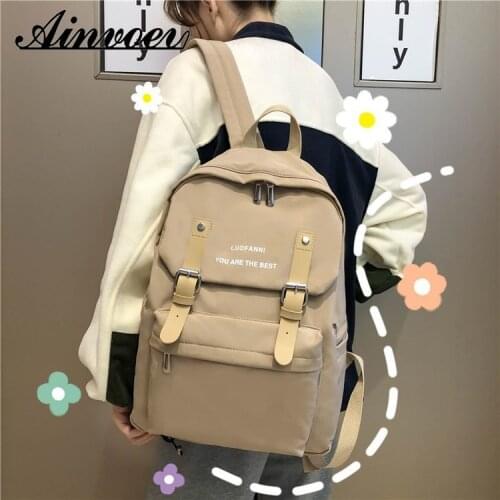 Ainvoev Anti-theft School Backpack Nylon Backpack Women Shoulder Bag Schoolbag female vintage campus backpack