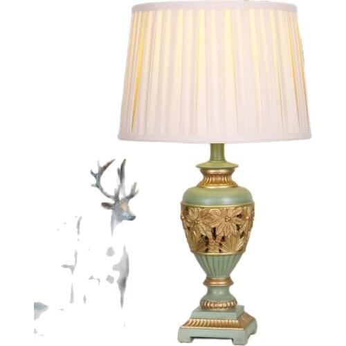 American Country European Resin Led Dimmer Table Lamp Foyer Bedside Study Hotel Wedding Reading Night Light D23