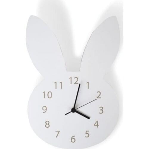 HLO 2021 White Wooden Rabbit Wall Clock Home Decoration For Child Room Quality Material Reasonable Price Trendy Safe Shopping