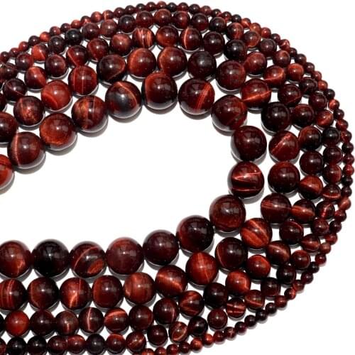 Free Shipping Natural Stone Red Tiger Eye Agates Stone Round Beads 4 6 8 10 12 MM Pick Size For Jewelry Making Diy Bracelet