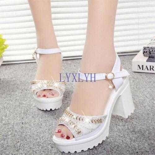 Designer 2021 new sexy fashion womens sandals summer diamond fish mouth muffin platform High heels casual slippers womens shoes
