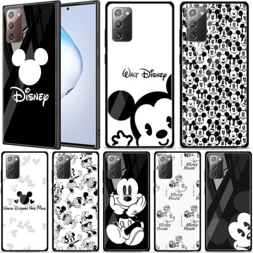 Mickey black and white for Samsung Galaxy Note 20 Ultra 10 Lite Plus 9 8 5G A70 A50 A40 A30 A20 Tempered Glass Phone Case