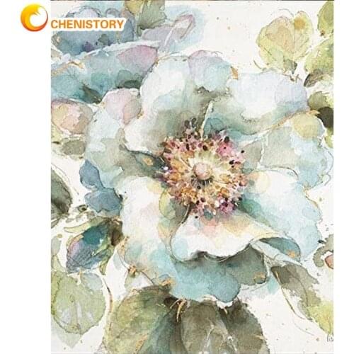 CHENISTORY Flower Painting By Numbers 60x75cm Framed On Canvas Handmade Acrylic Pigment Drawing Home Decoration Art Picture