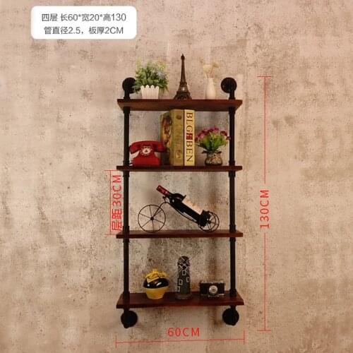 Retro Design Home Decor Double Layers Sundries Storage Wall Hanging Bookshelf Wine Shelf Wine Storage Rack High Quality