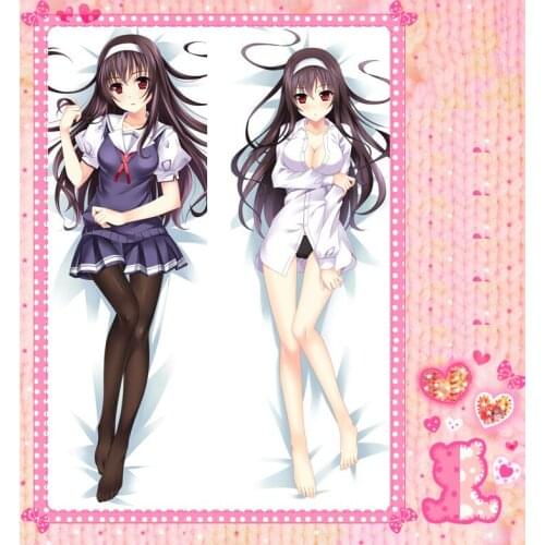 Anime Cartoon Saenai heroine no sodate-kata Double-Sided Bolster Hugging Pillow Case Pillow Cover Pillowcase Peach Skin No.108