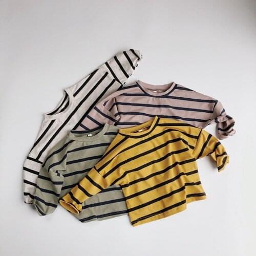 2020 Fashion Spring Autumn Baby Boys Clothes Long Sleeve O-neck T Shirt Cotton Striped Unisex Baby Girls Brand Tee Tops