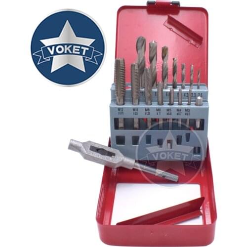 HSS Metric Hand Tap M3 M4 M5 M6 M8 M10 M12 Twist Drill 2.5 3.3 4.2 5 6.8 8.5 10.2 Wire tap wrench Screw Thread Taps and Drills