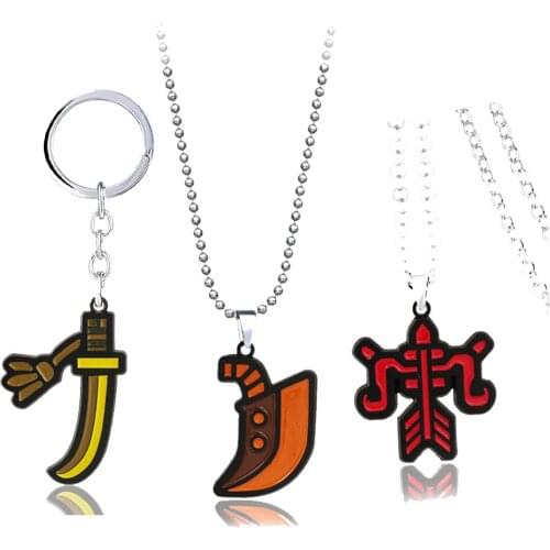 Game MHW Key Chain Necklaces Monster Tachi Key Pendant Necklace Chain Metal Keychain Keyrings Gift Jewelry for Mens