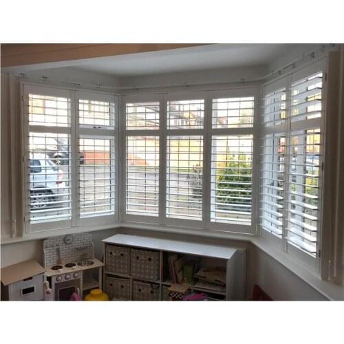 Custom Basswood Plantation Shutters Wooden Blinds Solid Wood Shutter Louvers PS256