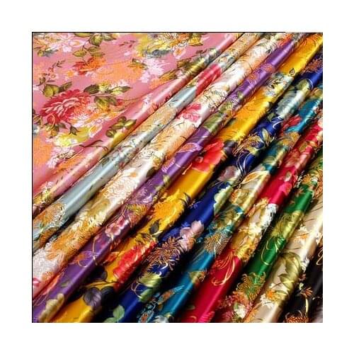 70cm*100cm Brocade fabric costume clothing COS kimono dress silk satin fabric gold peony wedding dress fabric party dress cloth