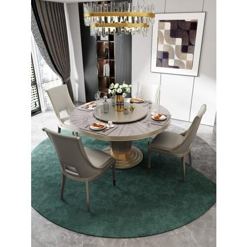 Creative dining table and chair combination with rotary table in light luxury restaurant