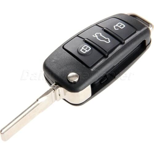 Mgoodoo Remote Folding Flip Key Shell Fob 3+1 Buttons Repalcement Case For Audi A4 A8 TT Q7 A6 Sedan/Wagon Car Key Uncut Blade