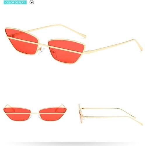Metal Fashion Modern Sunglasses Women Street Cool Brand Design Sun Glasses Cat Eye Style Slim Oculos De So