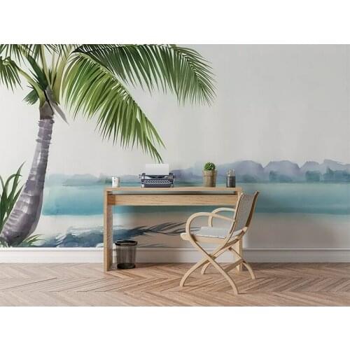 Customizable Art Coconut Tree Beach Mural Background Wall Painting Modern Study Room Living Room Bedroom Decorative Oil Painting