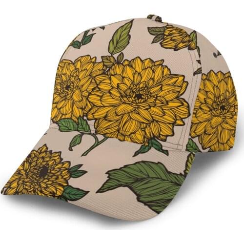 CINESSD 2020 New Baseball Cap Fishing Caps Men Outdoor Hunting Hat Hiking Hat Vintage Dahlias Flowers Floral Illustration