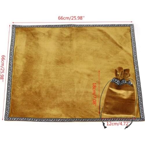 2021 New Gold Tarot Tablecloth with Cards Bag Wicca Divination Velvet Altar Tarot Cloth