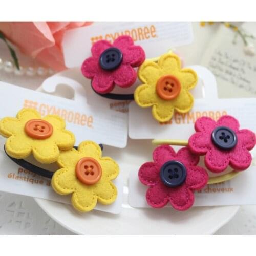 F13 New Cute Baby Kids Headwear HairpinsElastic hair bands Handmade Dots Hair Clips Girls Hair Accessories 3pair/lot