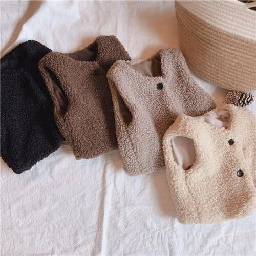 2021 Girls Boys Baby Autumn Winter Warm Thick Vest Berber Fleece Plush Vest Baby Girl Winter Cute Clothes