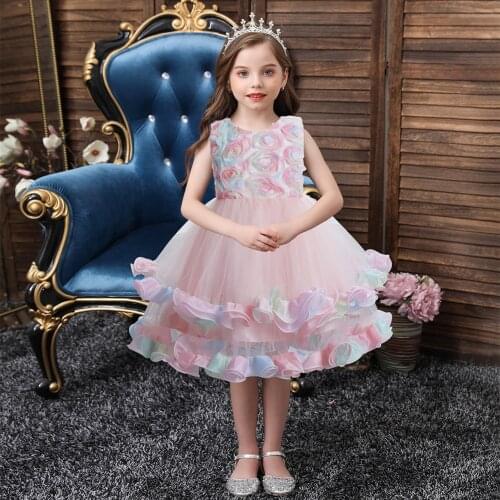 2021 New Girls Birthday Party Dress Childrens Day Cosplay Flower Fairy Party Vestidos Costume Kids Ball Summer Clothing