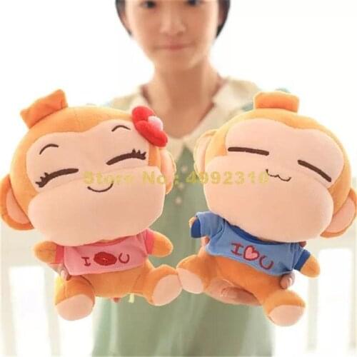 I Love You Letter Clothing Squinting Smile Monkey Lover Couple Pillow Cushion Plush Doll Stuffed Toy