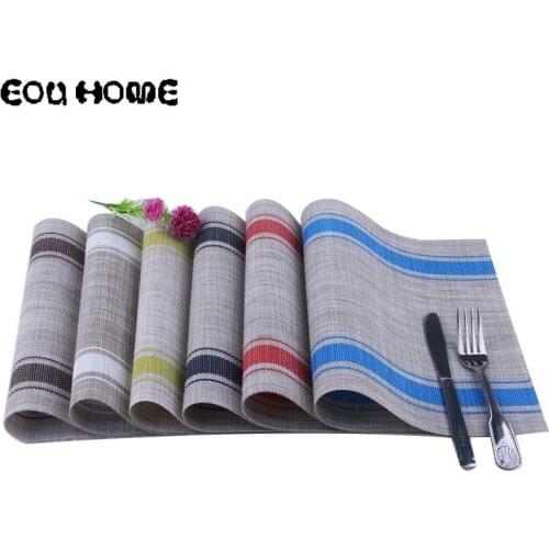 Striped Western Food Table Mat Family Feature Environmental Protection PVC Kitchen Home Insulation Wear Non-slip Coaster Cup Mat