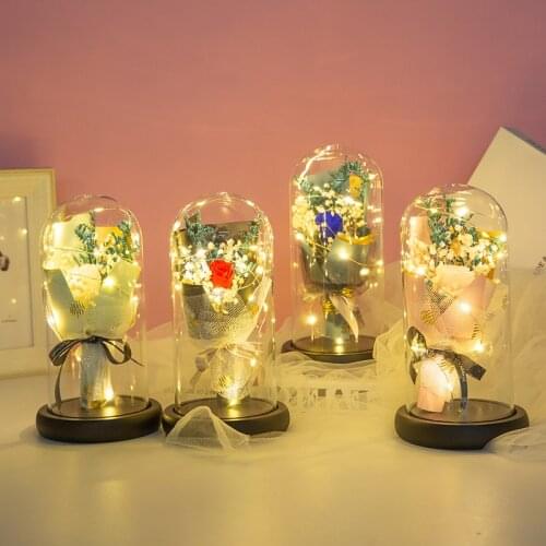 Romance Eternal Flowers Glass Cover Beast Rose Beauty and The Beast Galaxy Rose LED Lamp Mothers Valentines Day Gift