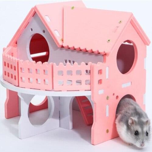 Cute Small Animal Cages Rabbit Hamster House Single-Double Layer Skateboard Spinning Wheel Hamster Gerbil Mouse Pet Cage House