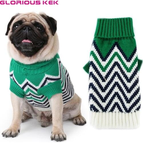 GLORIOUS KEK Dog Sweaters Winter Warm Dog Clothes Fashion Knit Pet Sweaters for Small Medium Dogs Pug Chihuahua Knitwear XS-XXL